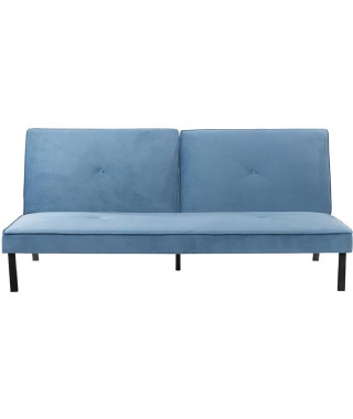 LYNN Banquette clic clac 3 places - Tissu bleu - L 190 x P 92 x H 87 cm