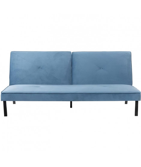 LYNN Banquette clic clac 3 places - Tissu bleu - L 190 x P 92 x H 87 cm