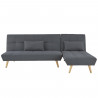 SANDRO Canapé d'angle Clic-Clac réversible scandinave 3 places - Tissu gris foncé capitonné avec coussins - L 224 x P 86 x H …