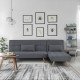 SANDRO Canapé d'angle Clic-Clac réversible scandinave 3 places - Tissu gris foncé capitonné avec coussins - L 224 x P 86 x H …