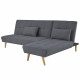 SANDRO Canapé d'angle Clic-Clac réversible scandinave 3 places - Tissu gris foncé capitonné avec coussins - L 224 x P 86 x H …