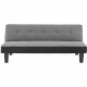 CELIA Banquette Clic-Clac 3 places contemporain capitonné - Tissu gris et simili noir - L 168 x P 73 x H 71 cm