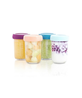 Babymoov Babybols - 4 Pots de Conservation en Verre 240 ml - Hermétiques