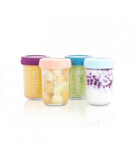 Babymoov Babybols - 4 Pots de Conservation en Verre 240 ml - Hermétiques