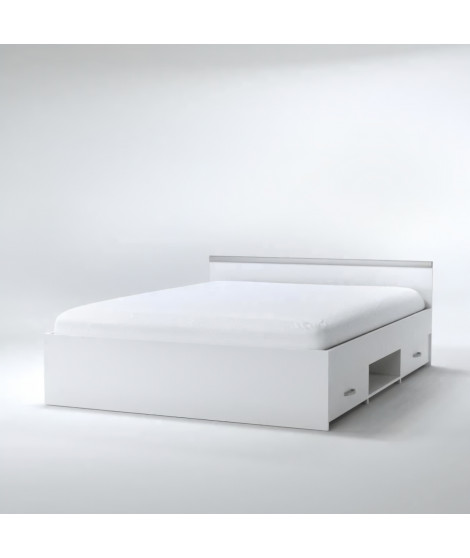 ZODIAC Lit adulte contemporain blanc mat - l 140 x L 190 cm