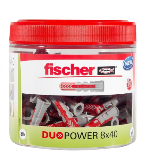 FISCHER - Cheville tous matériaux DuoPower 8x40 mm - RounBox de 80 pieces