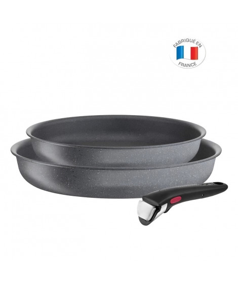 TEFAL L3969202 Ingenio Natural Force Lot 2 poeles 22/26 cm + poignée antiadhésif, tous feux dont induction