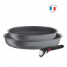 TEFAL L3969202 Ingenio Natural Force Lot 2 poeles 22/26 cm + poignée antiadhésif, tous feux dont induction