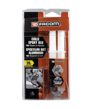 FACOM Colle epoxy - Seringue bi-composant avec bouchon - 28g