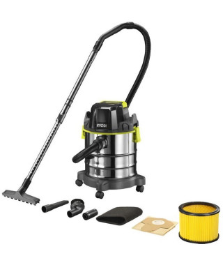 Aspirateur eau et poussiere sans fil RYOBI - R18WDV-0 - Cuve inox - 18L (sans batterie ni chargeur)