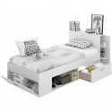 Lit enfant multiples rangements - Décor Blanc - 90 x 190 cm - SAX