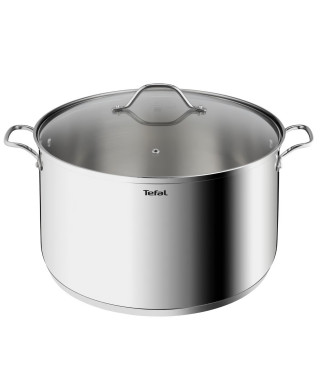 TEFAL B8646404 Marmite 26 cm inox, Tous feux dont induction, Garantie 5 ans, Poignées robustes, Couvercle verre, Intuition XL