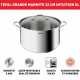 TEFAL B8647404 Marmite 32 cm inox, Tous feux dont induction, Garantie 5 ans, Poignées robustes, Couvercle verre, Intuition XL