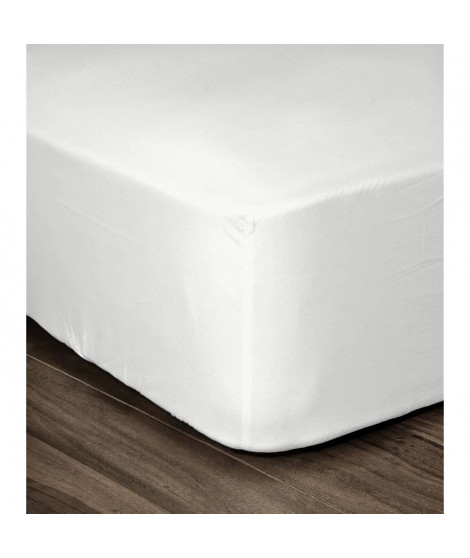 LOVELY HOME Drap Housse 100% coton 160x200x30 cm blanc