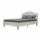 Lit adulte classique  NAILHEADS - 140 x 190 cm - Tissu - Beige - Tete de lit cloutée et pieds bois - Sommier inclus