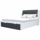 Lit  adulte contemporain avec tiroirs de rangement - Simili Gris foncé/blanc - Sommier inclus - 140 x 190 cm - SCARLETTE