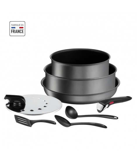 TEFAL L7619002 Ingenio Daily Chef Gris foncé Lot 8 pieces, 1 poele 26cm, 1 casserole 20 cm, 1 sauteuse 24 cm, 1 couvercle 20-…