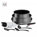 TEFAL L7619002 Ingenio Daily Chef Gris foncé Lot 8 pieces, 1 poele 26cm, 1 casserole 20 cm, 1 sauteuse 24 cm, 1 couvercle 20-…