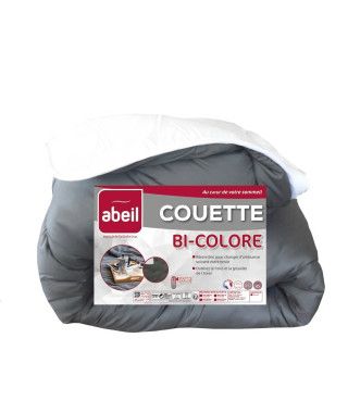 ABEIL Couette Bicolore - 140 x 200 cm - Blanc et gris