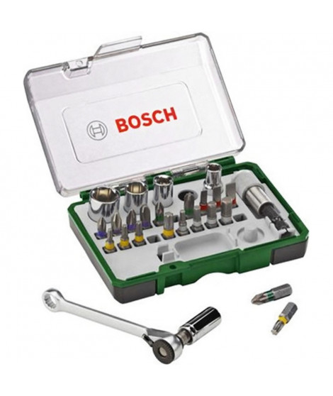 BOSCH Jeu vissage coul. 27 pces + clé a cliquet