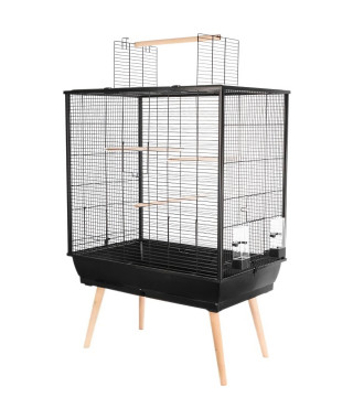 ZOLUX Cage surélevée Néo Jili pour oiseaux - L 78 x P 47,5 x H 112 cm - Noir