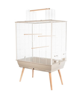 ZOLUX Cage surélevée Néo Jili pour oiseaux - L 78 x P 47,5 x H 112 cm - Beige