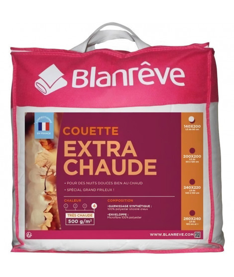 BLANREVE Couette extra chaude en microfibre - 140 x 200 cm - Blanc