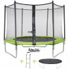 KANGUI Trampoline TWIN Ø 305cm - Vert - avec filet, échelle, couverture de protection