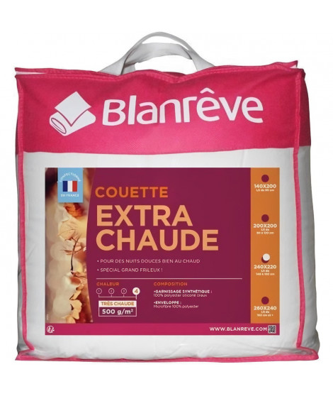 BLANREVE Couette extra chaude en microfibre - 220 x 240 cm - Blanc