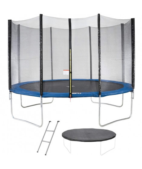 Trampoline MAXI ECO Ø 360 cm Bleu - Avec Filet, Echelle, Couverture de Protection