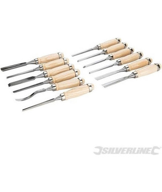 SILVERLINE Jeu de 12 ciseaux a bois de sculpteur