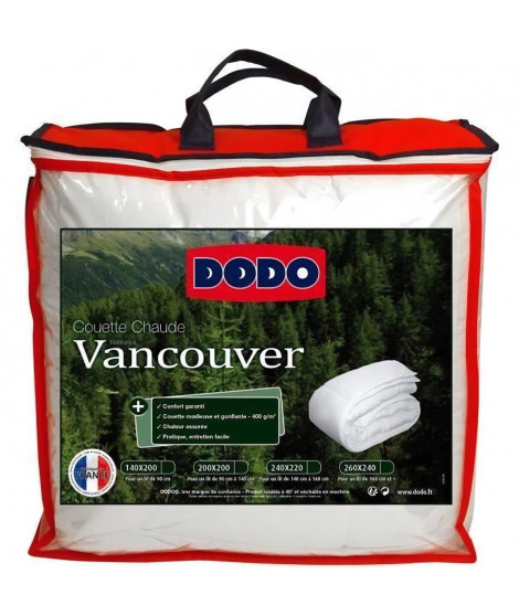 Couette chaude Vancouver - 220 x 240 cm - 400gr/m² - Blanc - DODO