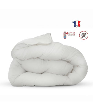 Couette anti-acariens - 140 x 200 cm - Chaude - 400 g/m² 1 personne - Blanc - ABEIL