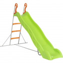 Toboggan LINOU de 2,63m de glisse , coloris vert avec 3 echelons anti-dérapants coloris orange, structure métal coloris gris.