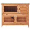 Clapier en sapin Milo - 111,5x46x92cm - Bois - Pour lapin