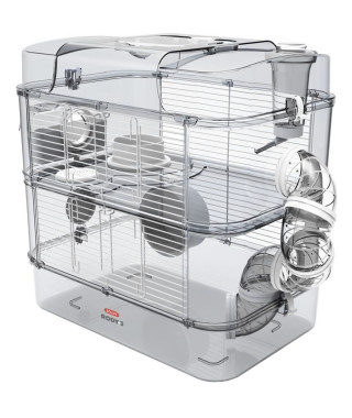 ZOLUX Cage sur 2 étages pour hamsters, souris et gerbilles - Rody3 duo - L 41 x p 27 x h 40,5 cm - Blanc