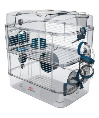 ZOLUX Cage sur 2 étages pour hamsters, souris et gerbilles - Rody3 duo - L 41 x p 27 x h 40,5 cm - Bleu