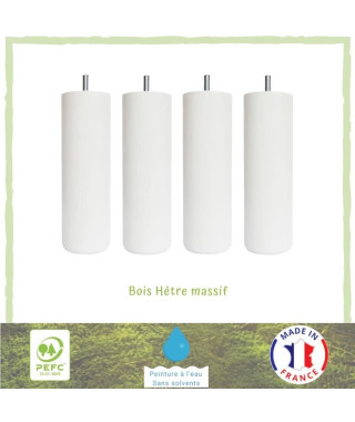 Jeu de pieds cylindriques Ø 6,2 H 17 cm Blanc - Lot de 4