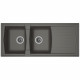 STRADOUR Evier cuisine a encastrer 2 bacs + 1 égouttoir Arena - Résine - 116 x 50 cm - Gris béton