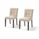 Lot de 2 Chaises en tissu Beige et bois marron - L 47 x P 58 x H 84 cm - HANSON