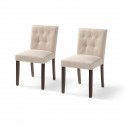 Lot de 2 Chaises en tissu Beige et bois marron - L 47 x P 58 x H 84 cm - HANSON