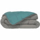 POYET MOTTE Couette Microfibre 400g/m² CALGARY - 220 x 240 cm - Gris galet et Vert lac