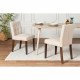 Lot de 2 Chaises en tissu Beige et bois marron - L 47 x P 58 x H 84 cm - HANSON