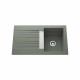 EWI Evier cuisine a encastrer 1 bac + 1 égouttoir Soledad - Résine - 86 x 50 cm - Gris béton