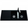EWI Evier cuisine a encastrer 2 bacs + 1 égouttoir Soledad - Résine - 116 x 50 cm - Noir