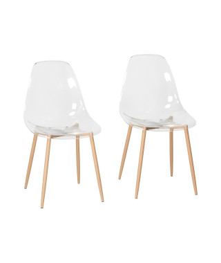 Lot de 2 chaises cristal transparent - L 47 x P 54 x H 84 cm - CLODY