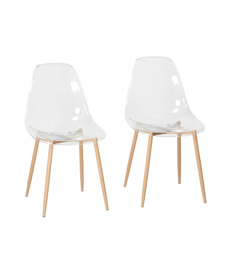 Lot de 2 chaises cristal transparent - L 47 x P 54 x H 84 cm - CLODY