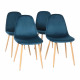 Lot de 4 chaises en velours bleu - L 45 x P 53 x H 85 cm - CLODY