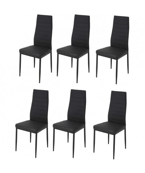 Lot de 6 chaises - Simili noir - L 42 x P 49 x H 97 cm - JIM