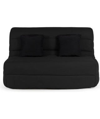 Banquette BZ Dunlopillo - Tissu Noir + 2 coussins noir - L 140 x P 99 x H 98 cm - ALICE